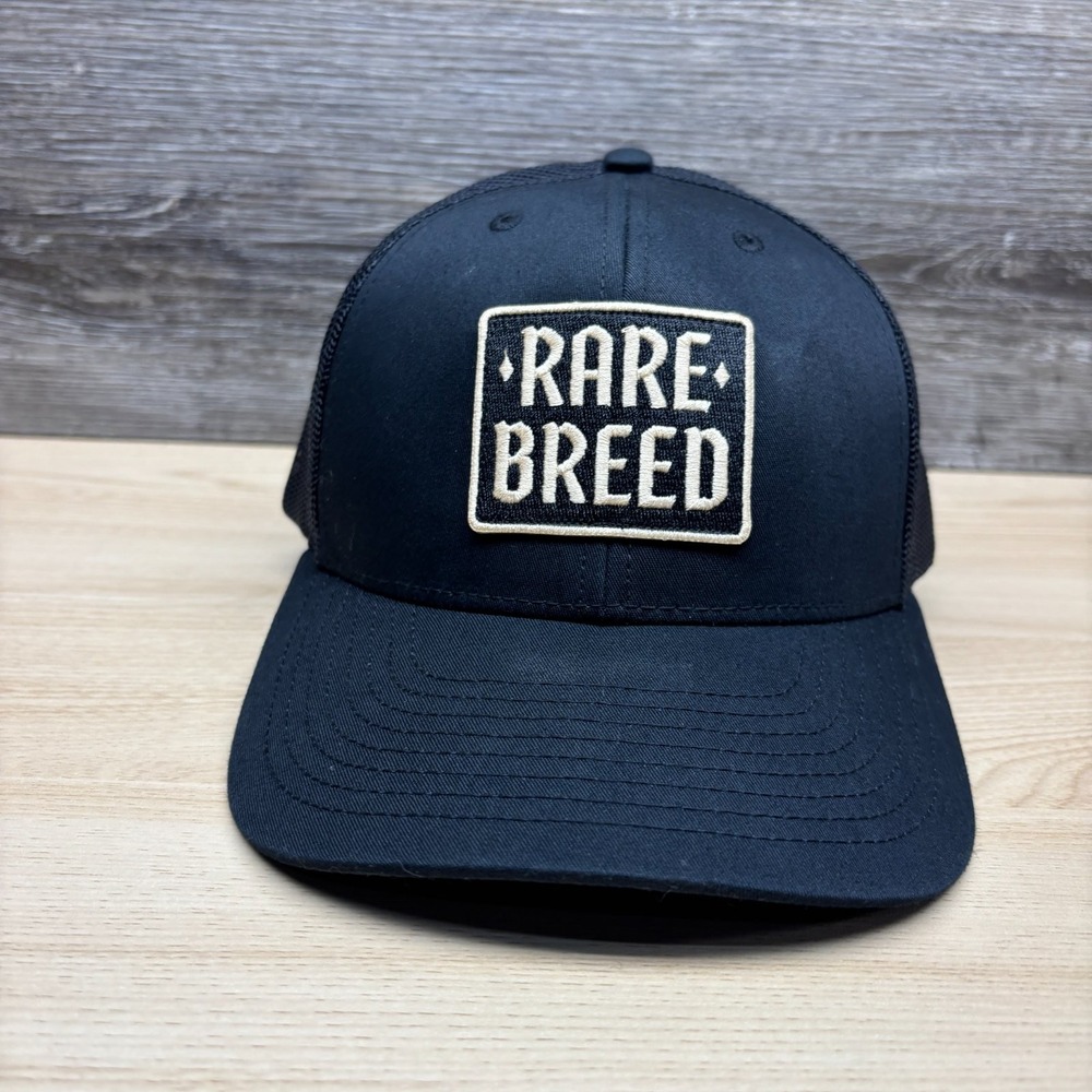 Rare Breed Hat Cap Snap Back Black Trucker Mesh Patch Logo Mens